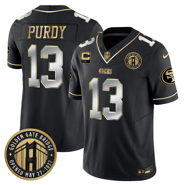 Men's San Francisco 49ers #13 Brock Purdy Black F.U.S.E. Golden Gate Bridge With 1-Star C Patch Vapor Limited Stitched Football Jersey Men's San Francisco 49ers #13 Brock Purdy Black F.U.S.E. Golden Gate Bridge With 1-Star C Patch Vapor Limited Stitched Football Jersey